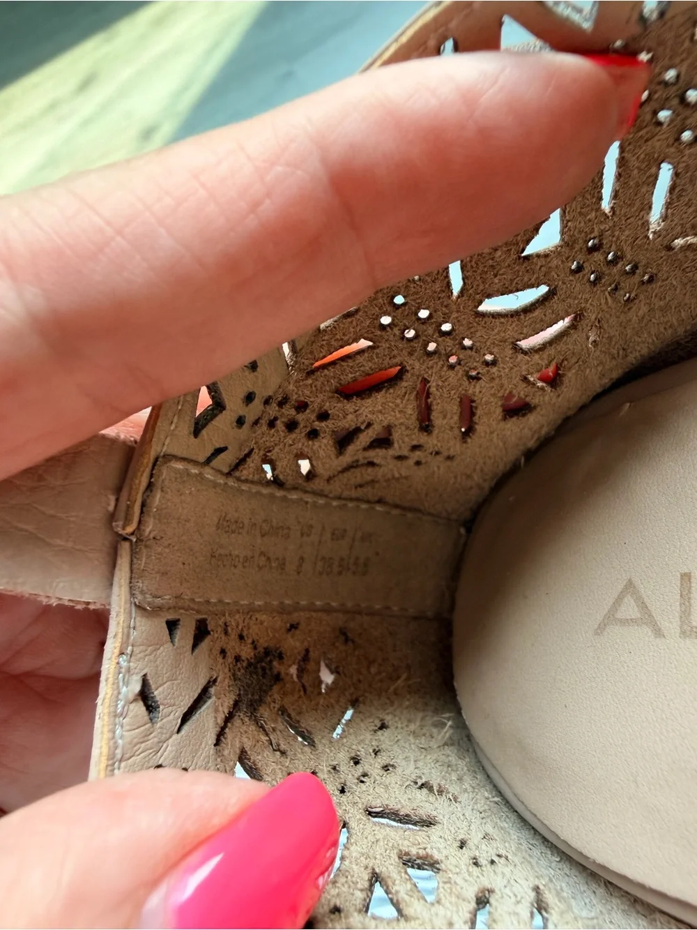 Aldo Nude Laser-Cut Slip-On Flats